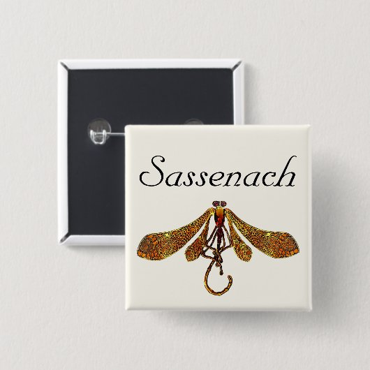 Sassenach Dragonfly Vierkante Button 5,1 Cm (Voorkant /achterkant)