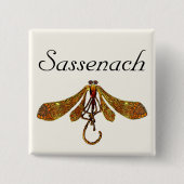 Sassenach Dragonfly Vierkante Button 5,1 Cm (Voorkant)