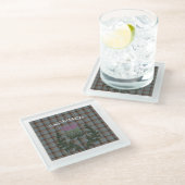 Sassenach met Scottish Thistle op Fraser Tartan Glazen Onderzetter (Schuin)
