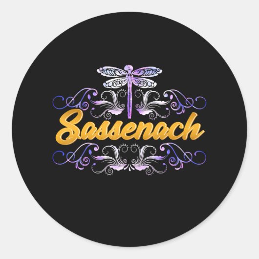 Sassenach Outlander Blue Dragonfly Ronde Sticker (Voorkant)