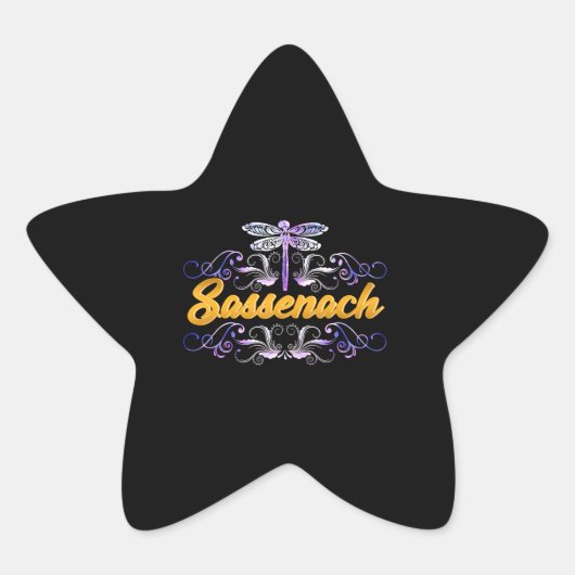 Sassenach Outlander Blue Dragonfly Ster Sticker (Voorkant)