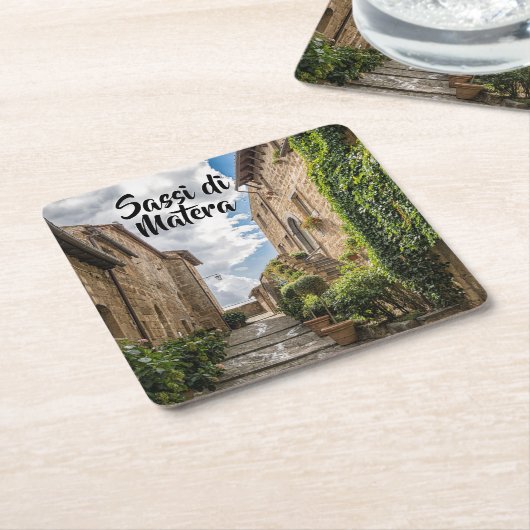 Sassi di Matera Italië Ivy Rustic Steps Kartonnen Onderzetters (Schuin)