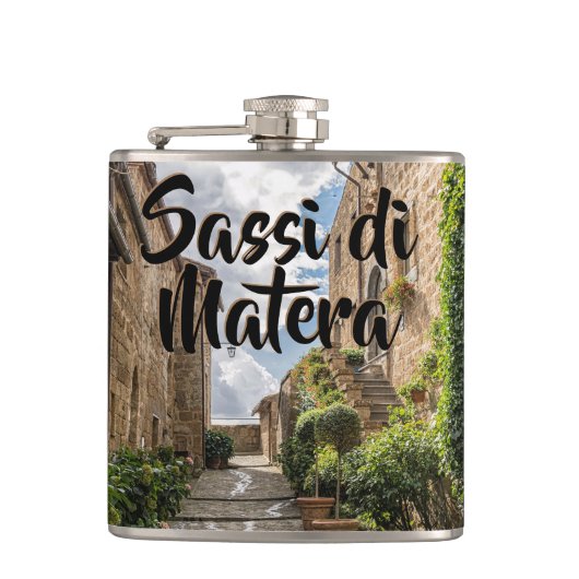 Sassi di Matera Italië klimop treden Heupfles (Voorkant)