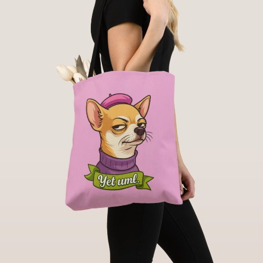 Sassige Chihuahua Sticker Tote Bag (Dichtbij)