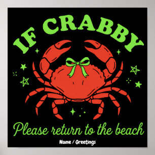 Sassige Krab Strand Esthetiek Boog Vintage Poster