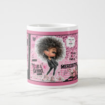 Sassige mok met roze pop ontwerp en eigen naam