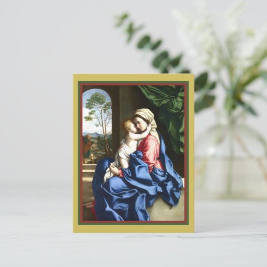 Sassoferrato Madonna en Child Embracing Briefkaart (Staand voorkant)