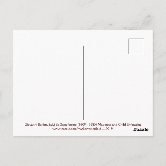 Sassoferrato Madonna en Child Embracing Briefkaart (Achterkant)
