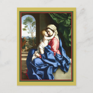 Sassoferrato Madonna en Child Embracing Briefkaart
