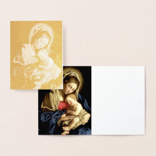 Sassoferrato Madonna en Child Gold Foil Note Card Folie Kaarten