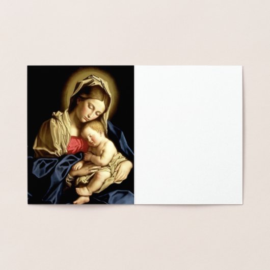 Sassoferrato Madonna en Child Gold Foil Note Card Folie Kaarten (Binnen)