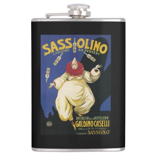 Sassolino Liquore da Dessert Promotion Heupfles (Voorkant)