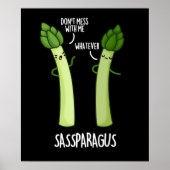 Sassparagus Funny Asparagus Vegetable Pun Dark BG Poster (Voorkant)