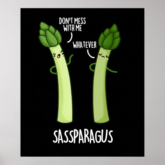 Sassparagus Funny Asparagus Vegetable Pun Dark BG Poster (Voorkant)