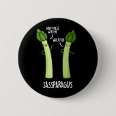 Sassparagus Funny Asparagus Vegetable Pun Dark BG Ronde Button 5,7 Cm (Voorkant)