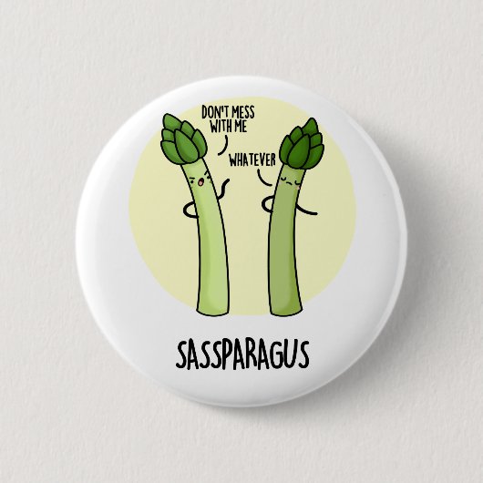 Sassparagus Grappige Asparagus Plantaardige Pun Ronde Button 5,7 Cm (Voorkant)