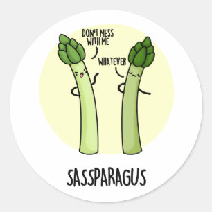 Sassparagus Grappige Asparagus Plantaardige Pun Ronde Sticker