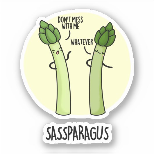 Sassparagus Grappige Asparagus Plantaardige Pun Sticker (Voorkant)