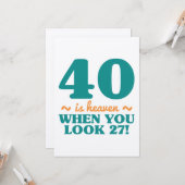 Sassy 40th Birthday Kaart (Voorkant / Achterkant in situ)