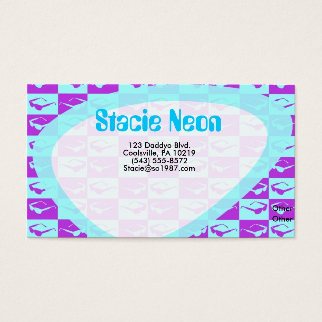 Sassy 80es checkt vun Art Design Vibes Visitekaartjes (Voorkant)