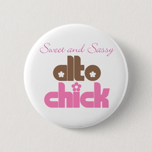 Sassy Alto Chick Music Button (Voorkant)