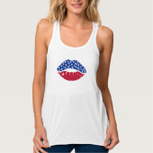 Sassy American Red White en Blue Lips Tanktop (Voorkant)