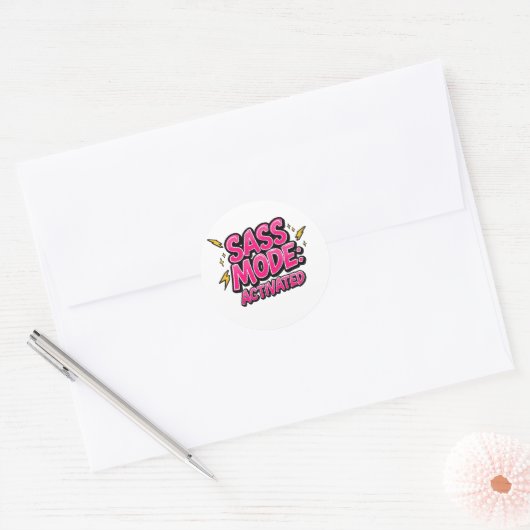 Sassy Attitude and Bold Pop Art Ronde Sticker (Envelop)