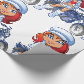 Sassy Biker Meisje met rood haar en motorfiets Cadeaupapier (Hoek)