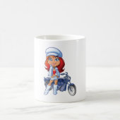 Sassy Biker Meisje met rood haar en motorfiets Koffiemok (Center)