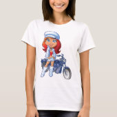 Sassy Biker Meisje met rood haar en motorfiets T-shirt (Voorkant)