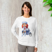Sassy Biker Meisje met rood haar en motorfiets T-shirt