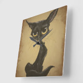 Sassy Black Cat Caricature Vierkante Klok (Hoek)