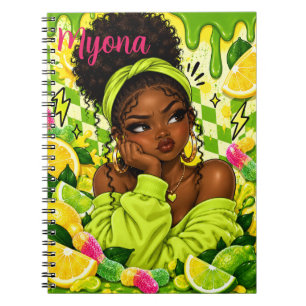 Sassy Black Girl Notitieboek, Afro Puff Girl Dagbo Notitieboek