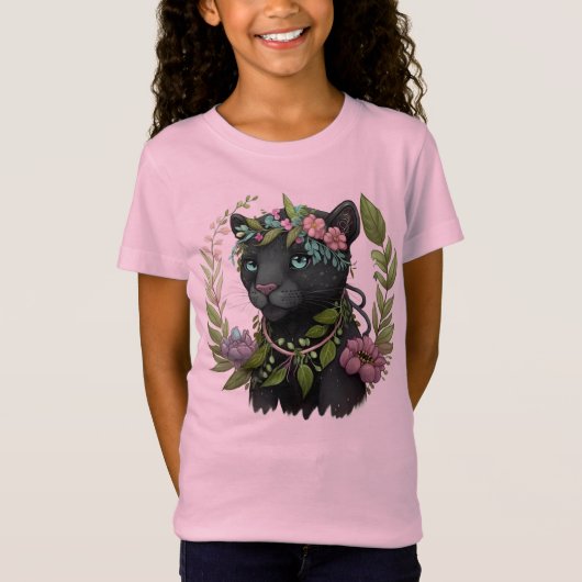Sassy Black Panther Girl's T-Shirt (Voorkant)