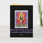 Sassy Blonde & een Rode Stoel - wenskaart Kaart (Achterkant)