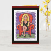 Sassy Blonde & een Rode Stoel - wenskaart Kaart (Gele Bloem)