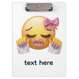 Sassy Blozende Emoji met Roze Strik & Lange Nagels Klembord