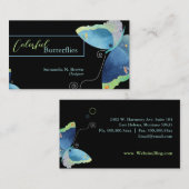 Sassy Blue Butterfly Designer Visitekaartje (Voorkant / Achterkant)