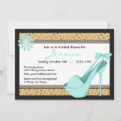 Sassy Blue Heels en Leopard Invitation Kaart (Voorkant)