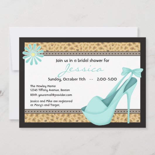 Sassy Blue Heels en Leopard Invitation Kaart (Voorkant)