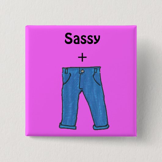 Sassy broek-knop vierkante button 5,1 cm (Voorkant)