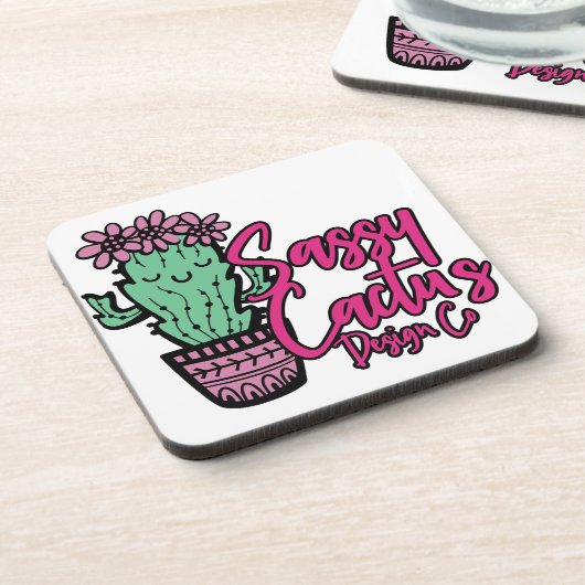 SASSY CACTUS DESIGN GO [logo 1] Bier Onderzetter (Linkerzijde)