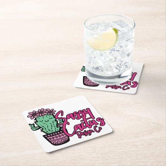 SASSY CACTUS DESIGN GO [logo 1] Kartonnen Onderzetters (Insitu)
