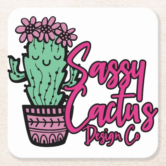 SASSY CACTUS DESIGN GO [logo 1] Kartonnen Onderzetters (Voorkant)