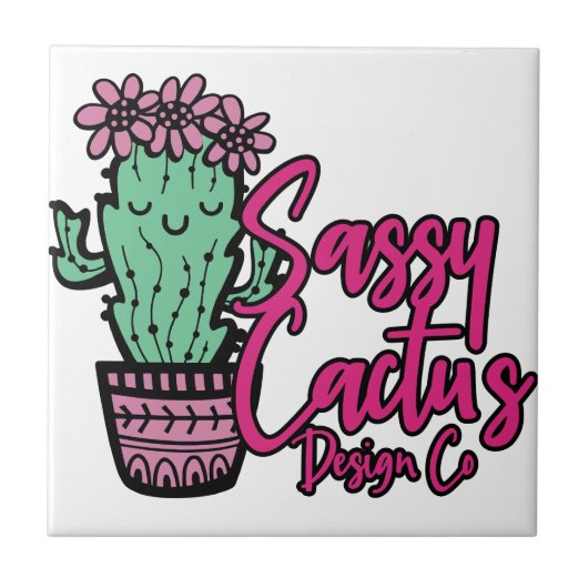 SASSY CACTUS DESIGN GO [logo 1] Tegeltje (Voorkant)