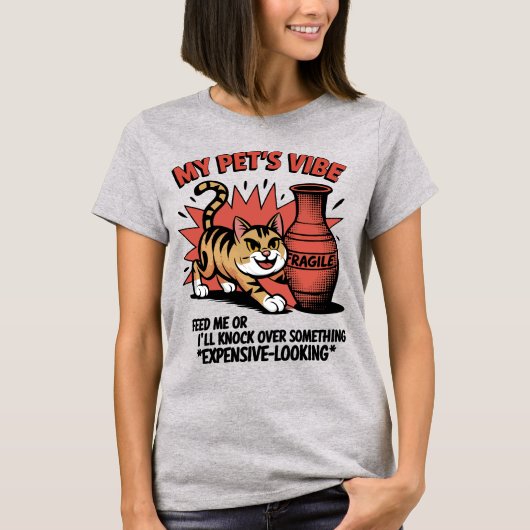 Sassy Cat Attitude Warning T-shirt (Voorkant)