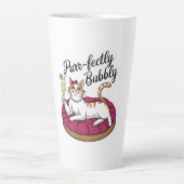 Sassy Cat Cocktail Sticker Latte Mok (Voorkant)