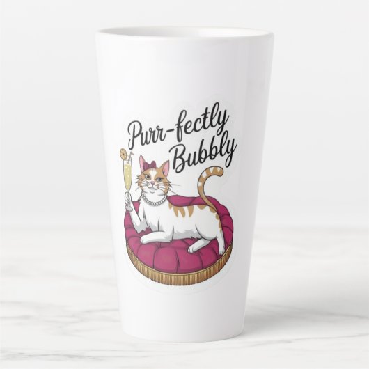 Sassy Cat Cocktail Sticker Latte Mok (Voorkant)