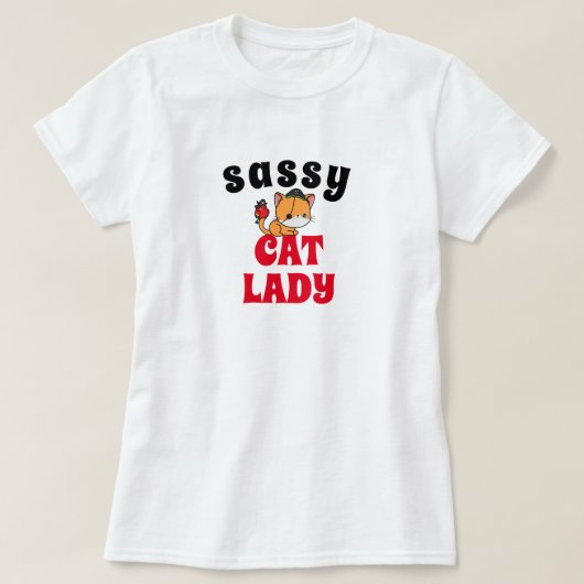 Sassy Cat Lady Funny Pirate Graphic Tee Shirt (Design voorkant)