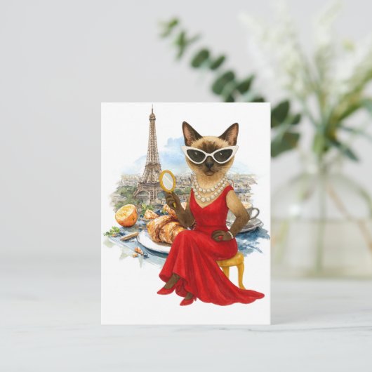 Sassy Cat ligt in Parijs, Frankrijk Feestdagenkaart (Staand voorkant)